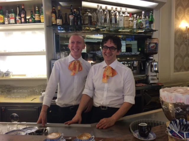 Baristas, Turin caffé. Morso Travel Italy food and wine tour.