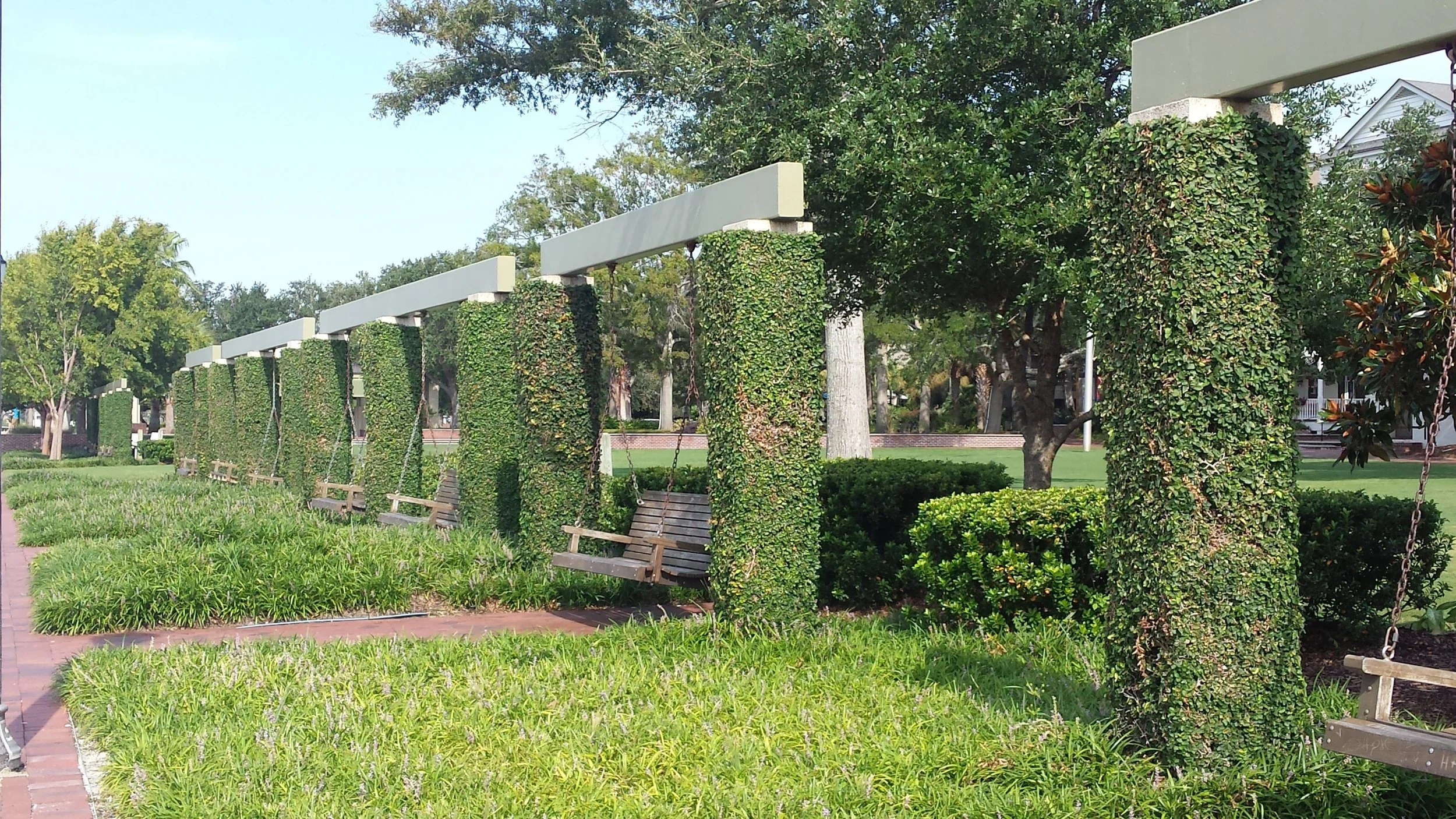 The swings and arbors at the waterfront in Beaufort, South Carolina
