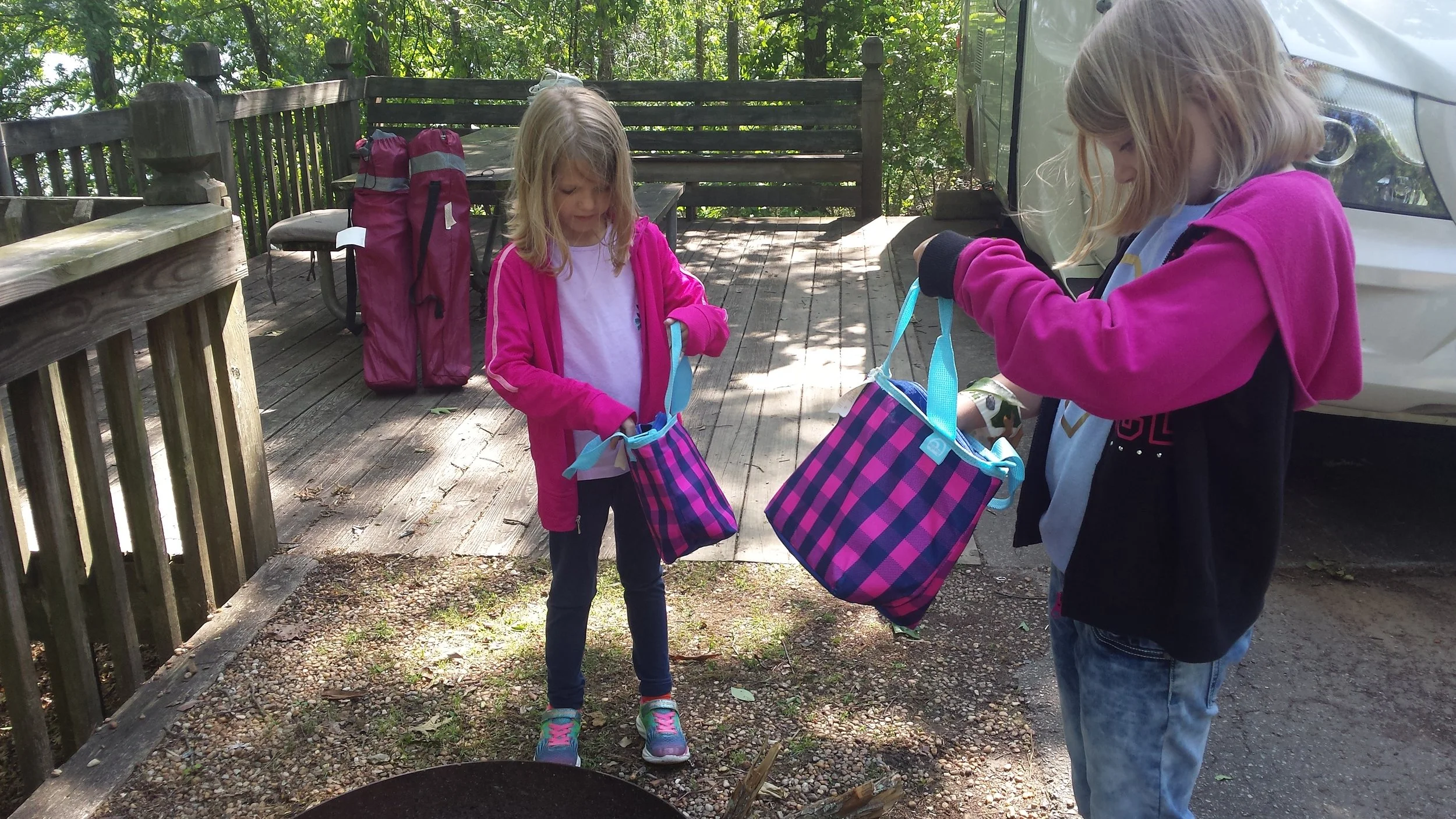 First day in camp, the kids inspected their new hiking bags