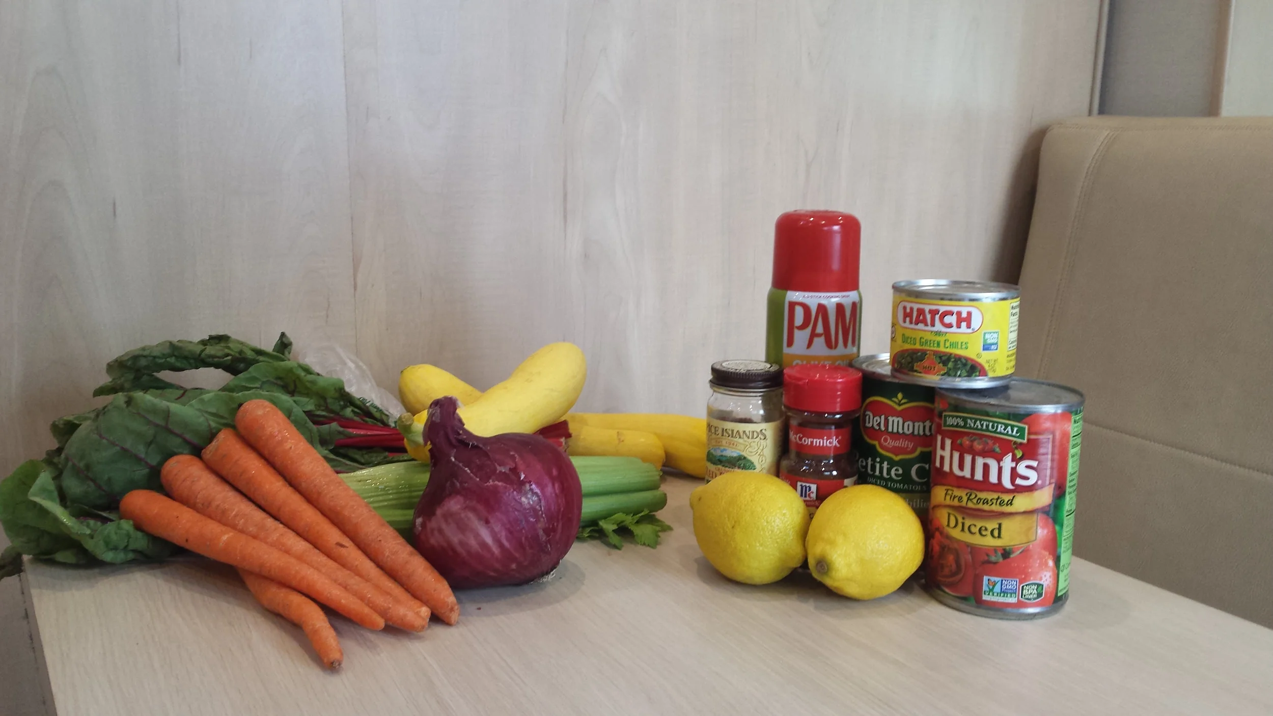 Stage your ingredients on the dinette table