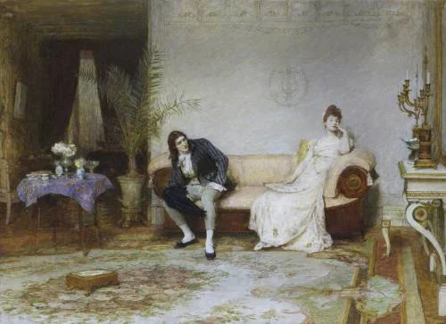 Sir William Quiller Orchardson, An Enigma, 1891, oil on canvas, Kirkaldy Museum and Art Gallery, Scotland. http://the-garden-of-delights.tumblr.com/post/53030728691