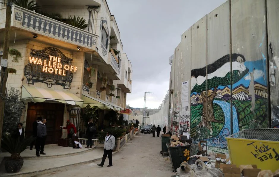 Banksy, The Walled off Hotel, 2017, Image: Ammar Awad, Courtesy of www.reuters.com
