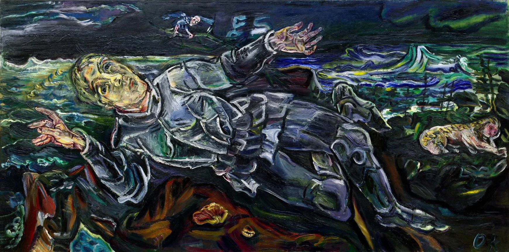 Oscar Kokoschka, Knight Errant (1915) Oil on canvas, 35 1/4 x 70 7/8 inches (89.5 x 180 cm) Image source: ‘Knight Errant’, Guggenheim, https://www.guggenheim.org/artwork/2224