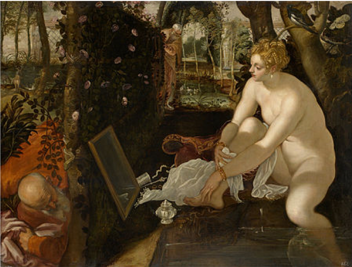 Tintoretto, Suzanna and the Elders (1555-56), oil on canvas, Kunsthistorisches Museum, Vienna. https://www.khm.at/objektdb/detail/1564/