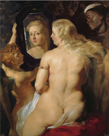 Peter Paul Rubens, Venus at the Mirror (1614-15) , oil on panel, Princes of Liechtenstein Collection, Vienna. https://commons.wikimedia.org/wiki/File:Rubens_Venus_at_a_Mirror_c1615.jpg