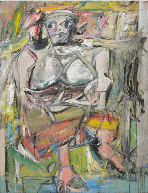 Willem de Kooning, Woman I, 1950-52, oil and metallic paint on canvas, 192.7 cm x 147.3 cm, MoMA, New York. https://www.moma.org/collection/works/79810