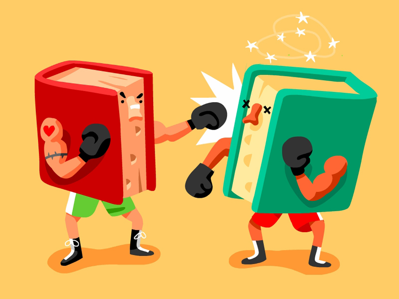 Dictionary Grudge-Match Mental Floss Magazine AD: Lucy Quintanilla