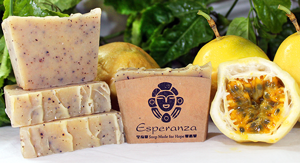 Passion Fruit Soap - The typical Dominican "chinola" in a fresh, citrus soap. Made with Honey, Orange and Lemon essential oils, and crushed passion fruit seeds for a strong exfoliation.