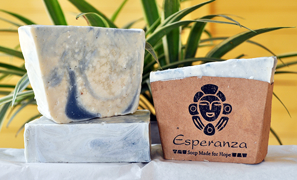 Ocean Blue Soap, with Sea Salt - A soft exfoliating soap with Almond oil and vanilla essential oils. 