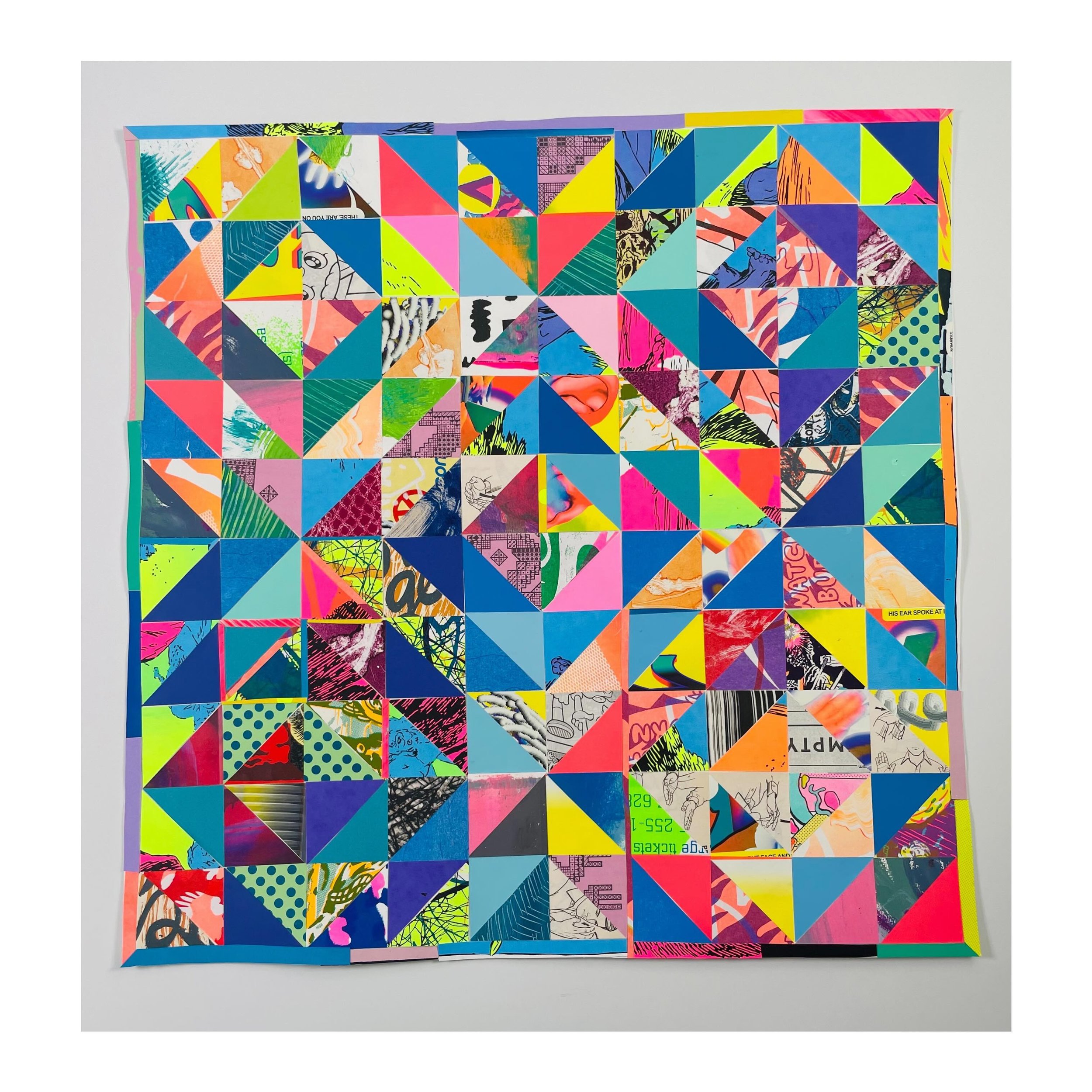 A few collage quilt works are back in my studio and available. Reach out for inquiries and details. 🌈 can be shipped! Crazy chalkboard wall not included haha

Pattern Language 2
Collage on archival paper
26&rdquo; x 26&rdquo; custom framed 
2022
.
.