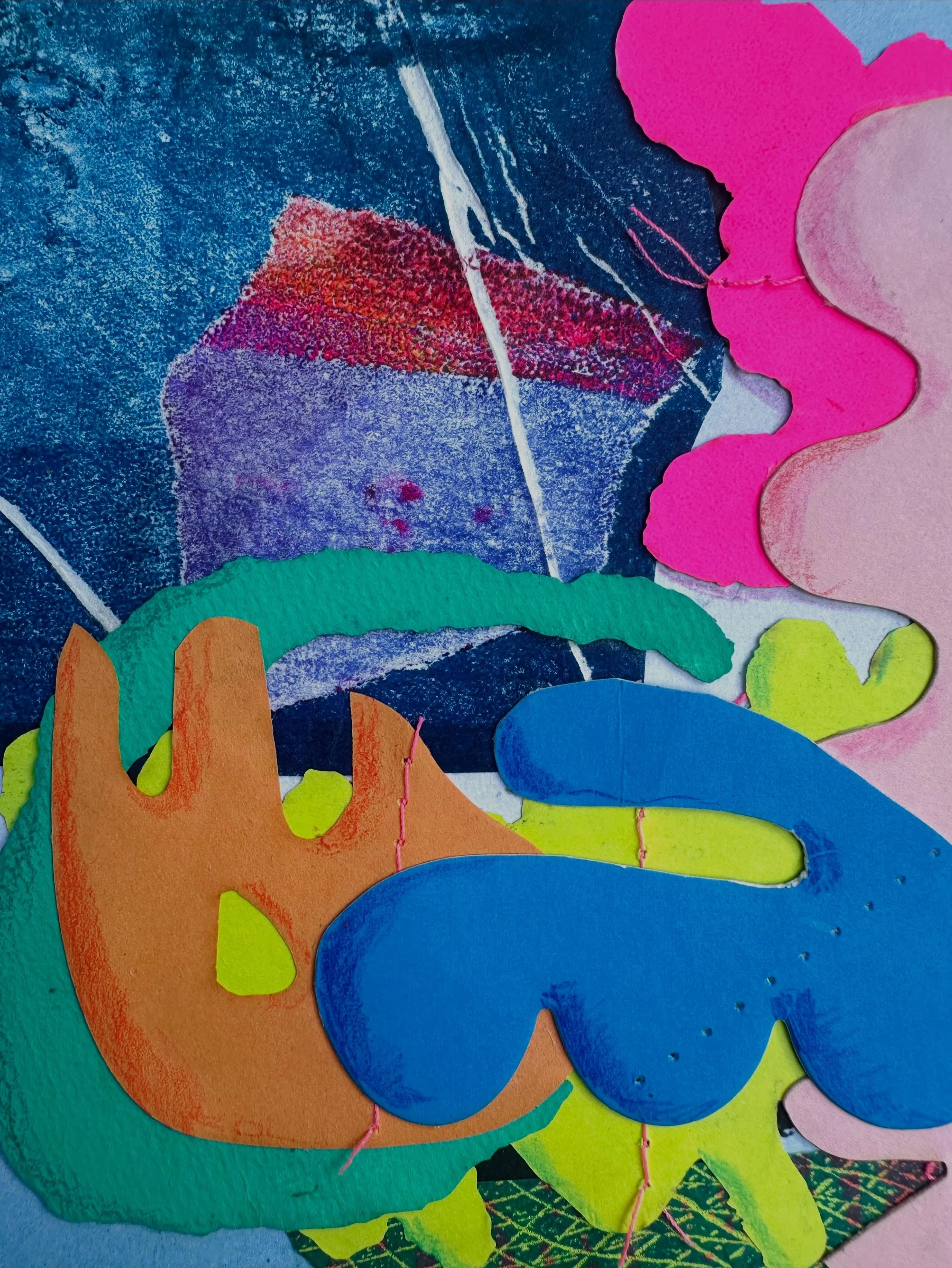 Come meet this slice on Saturday May 23 at my opening @farmprojects MOTHER CAKE from 6-8 pm at 355 Main Street down the brick walkway....
.
.
Conversation Drawing 10/9/25 
6"x 6" custom framed 
Monoprint collage