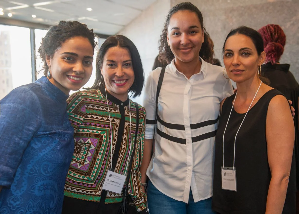 Naiomy Guerrero (far left) with artist Teresita Fernandez (far right) at the Latinx Futures symposium hosted by the Ford foundation last fall. photo courtesy of stephanie berger.