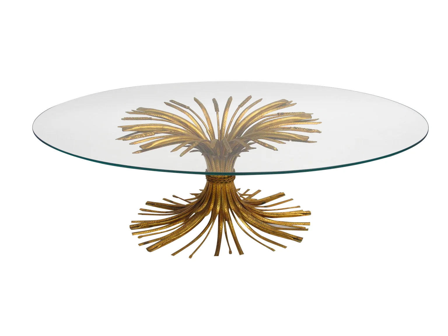 Hollywood Regency Gilt Sheaf of Wheat Coffee Table 2