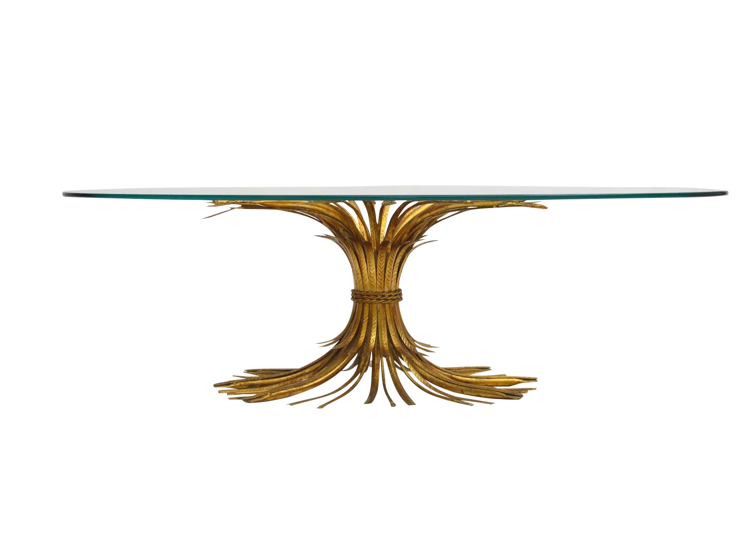 Hollywood Regency Gilt Sheaf of Wheat Coffee Table 3