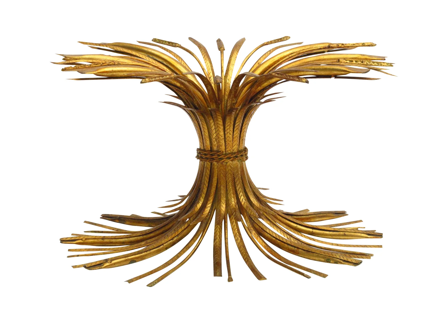 Hollywood Regency Gilt Sheaf of Wheat Coffee Table 4