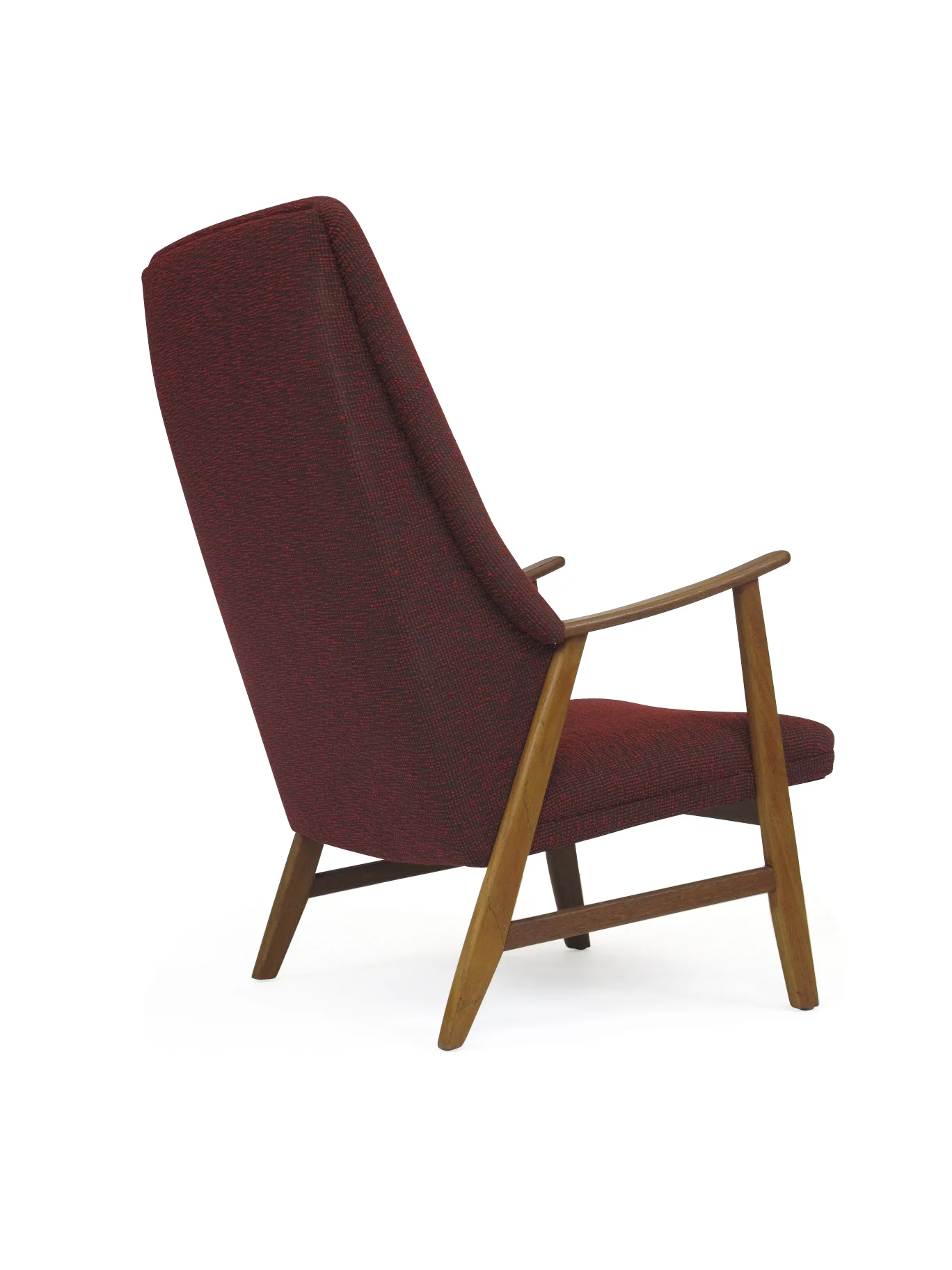 Teak High-back chair in designer Fabric 4