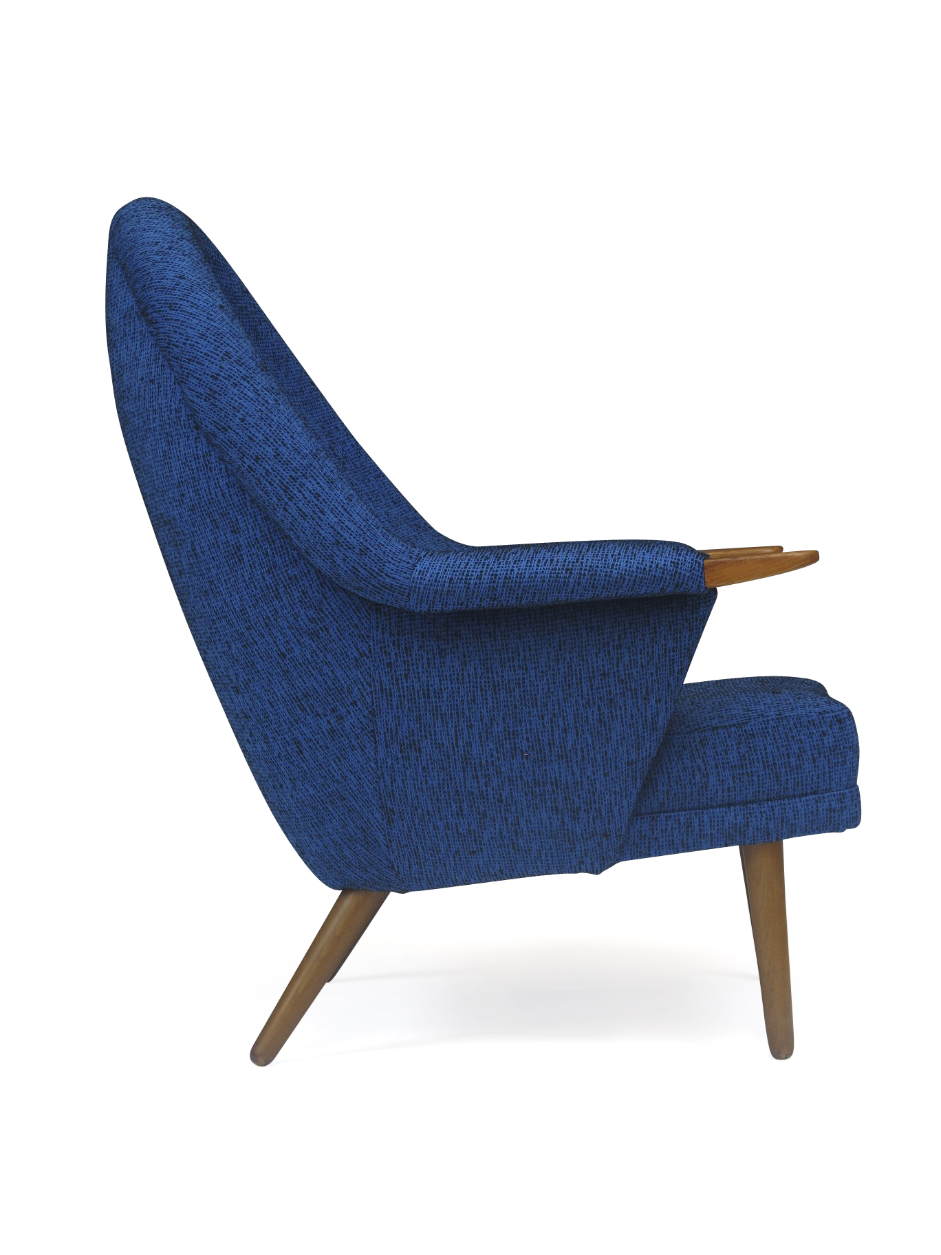 High-back Lounge Chair Newly Re-upholstered in Blue/Black 7