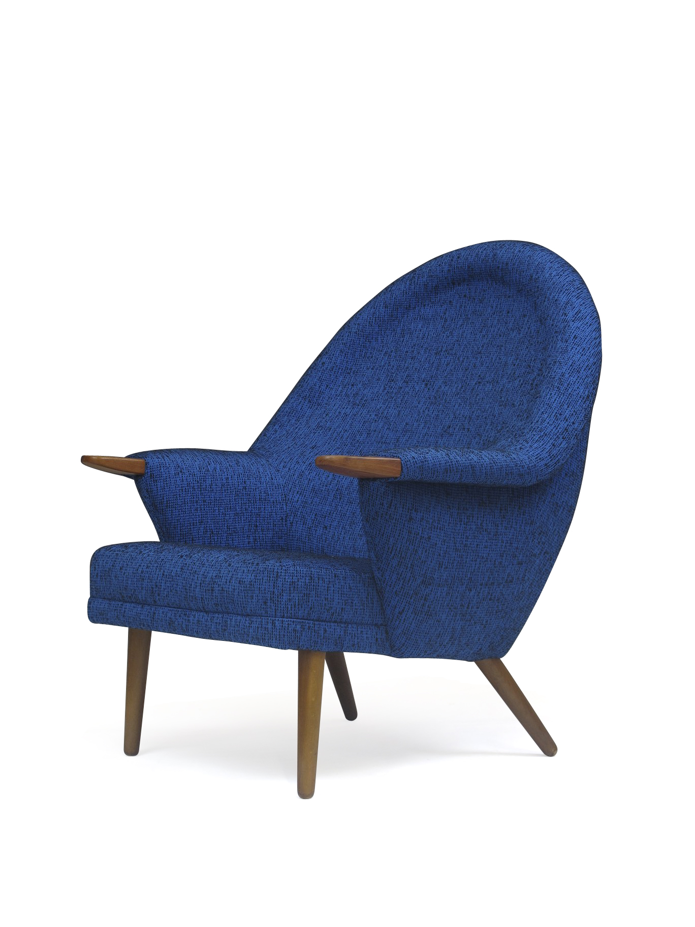 High-back Lounge Chair Newly Re-upholstered in Blue/Black 10