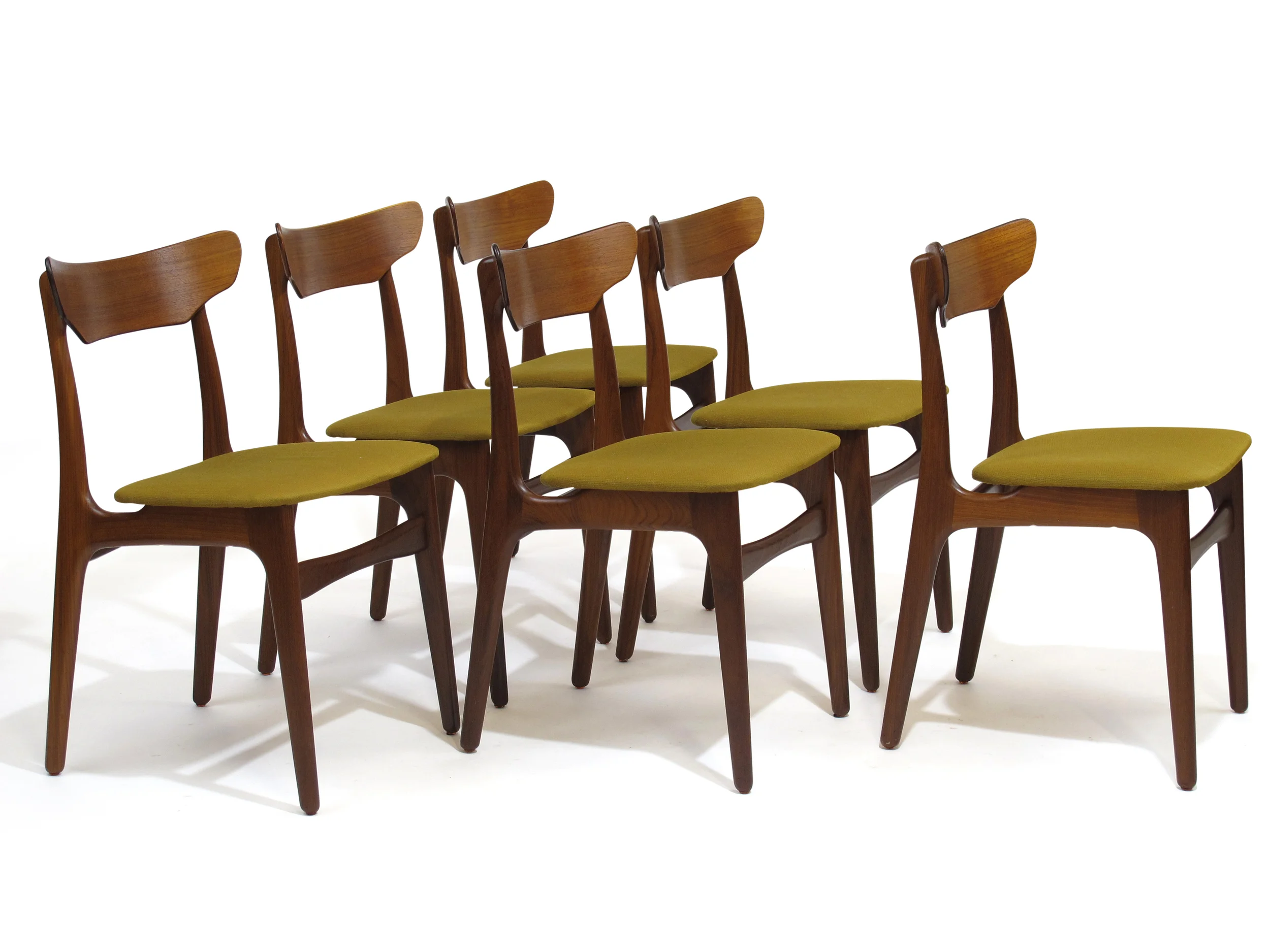 Schionning & Elgaard Teak Dining Chairs in Teal Fabric