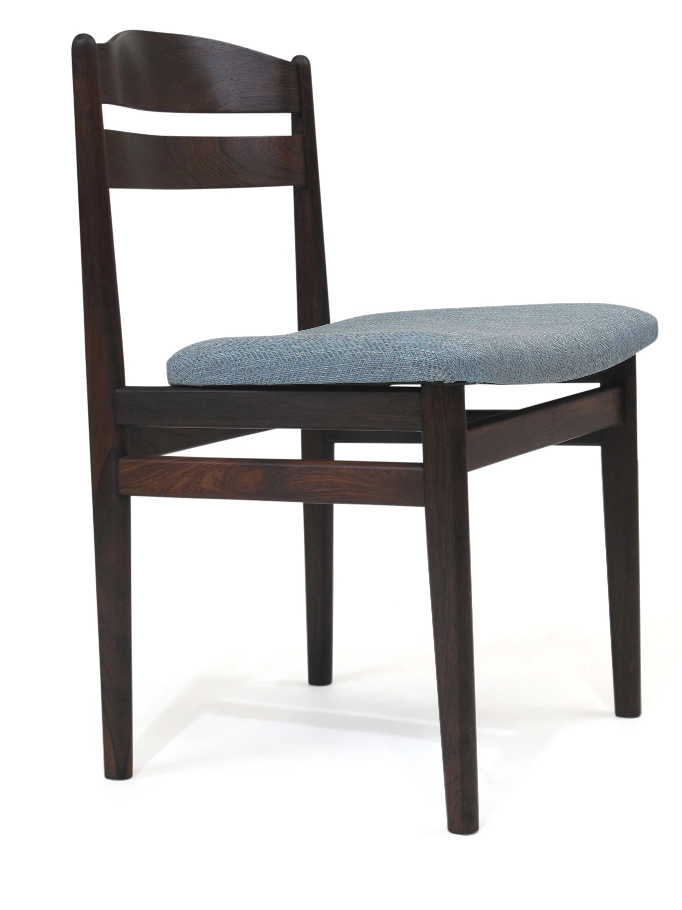 mid century danish retro modern Solid Rosewood Danish Dining Chairs with Blue Seats