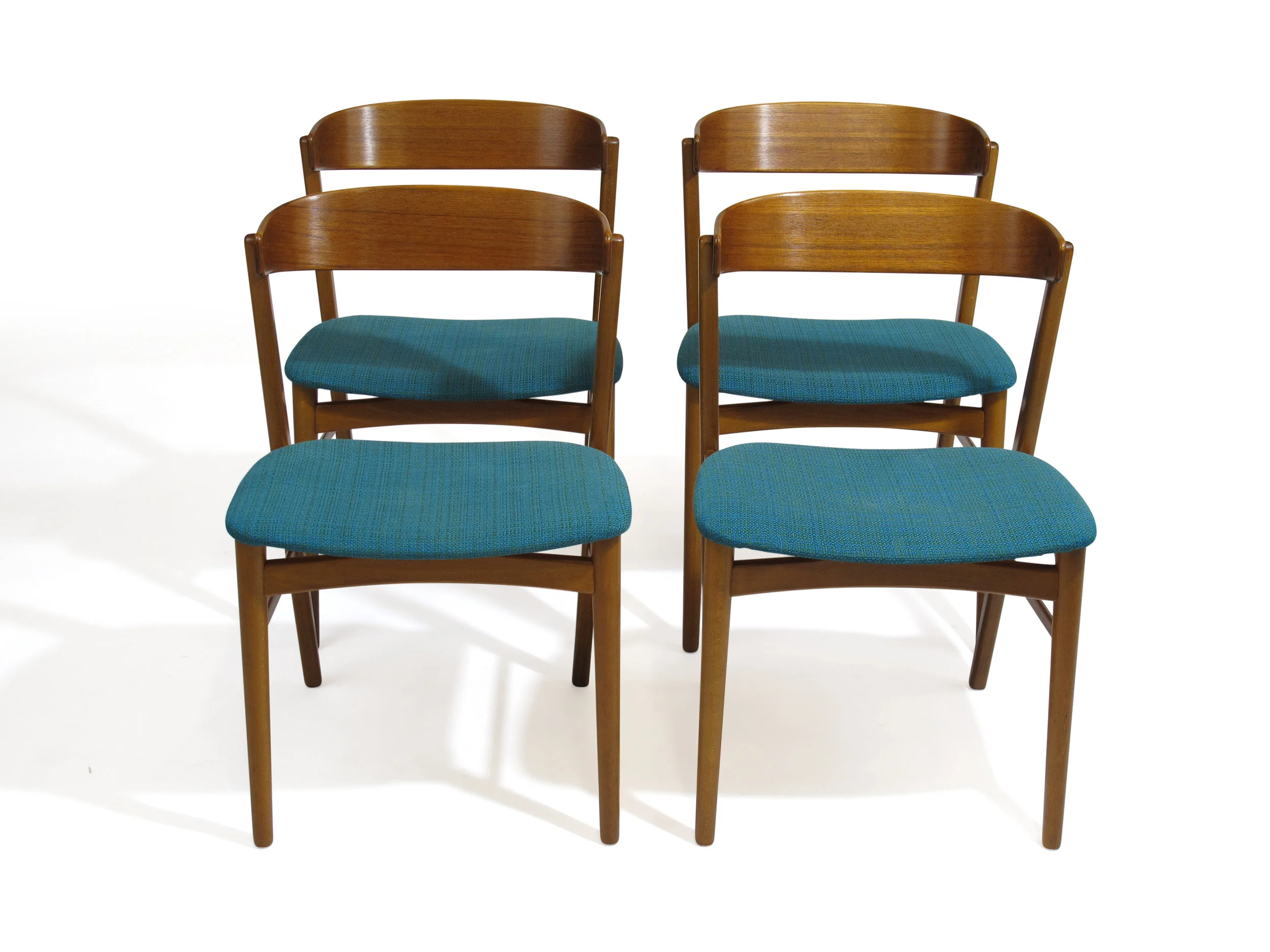 Danish Mid Century, Danish, Teak, Dining Chairs, Teal