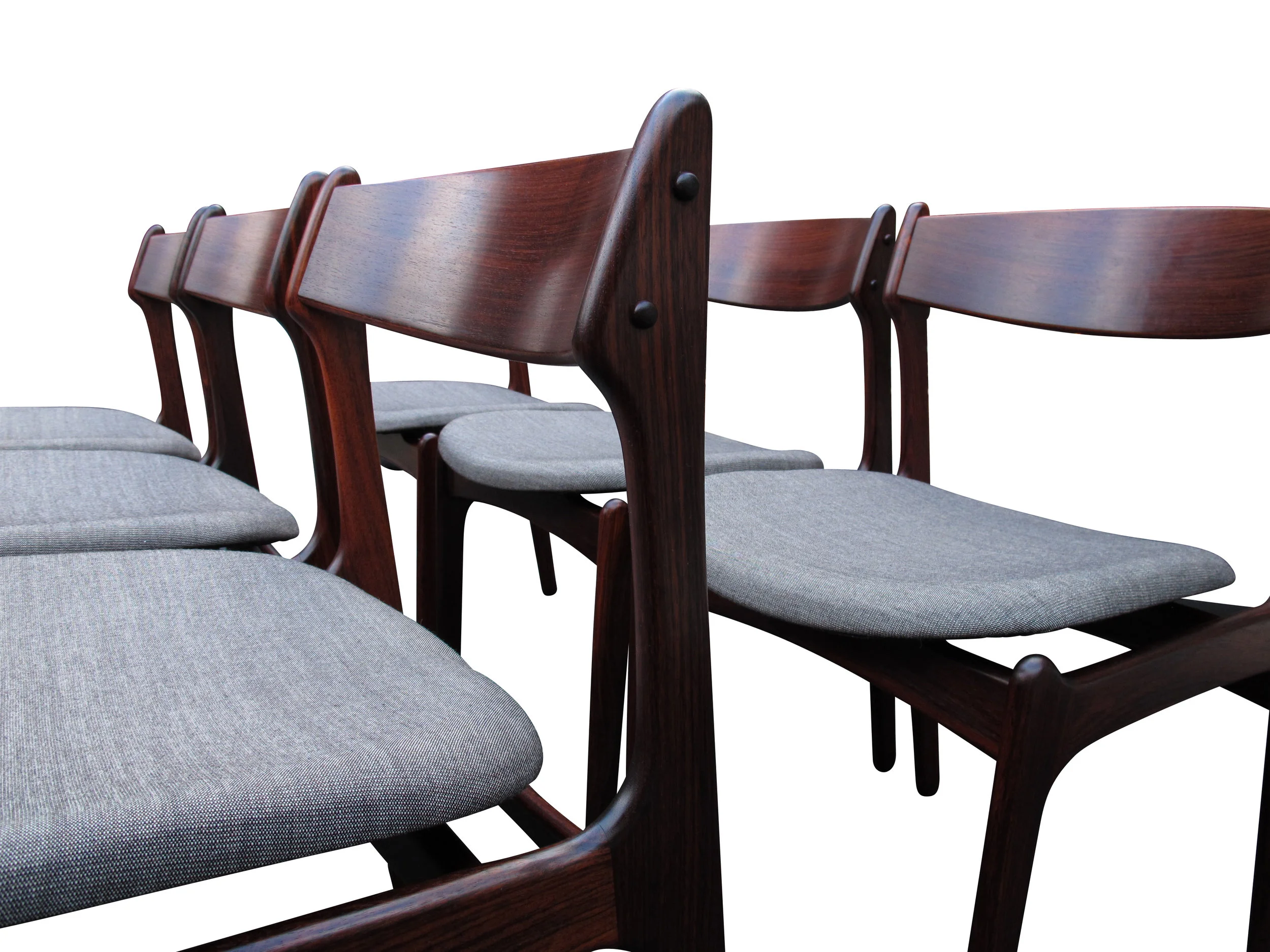 midcentury danish Eric Buck,Rosewood Dining,Chairs,