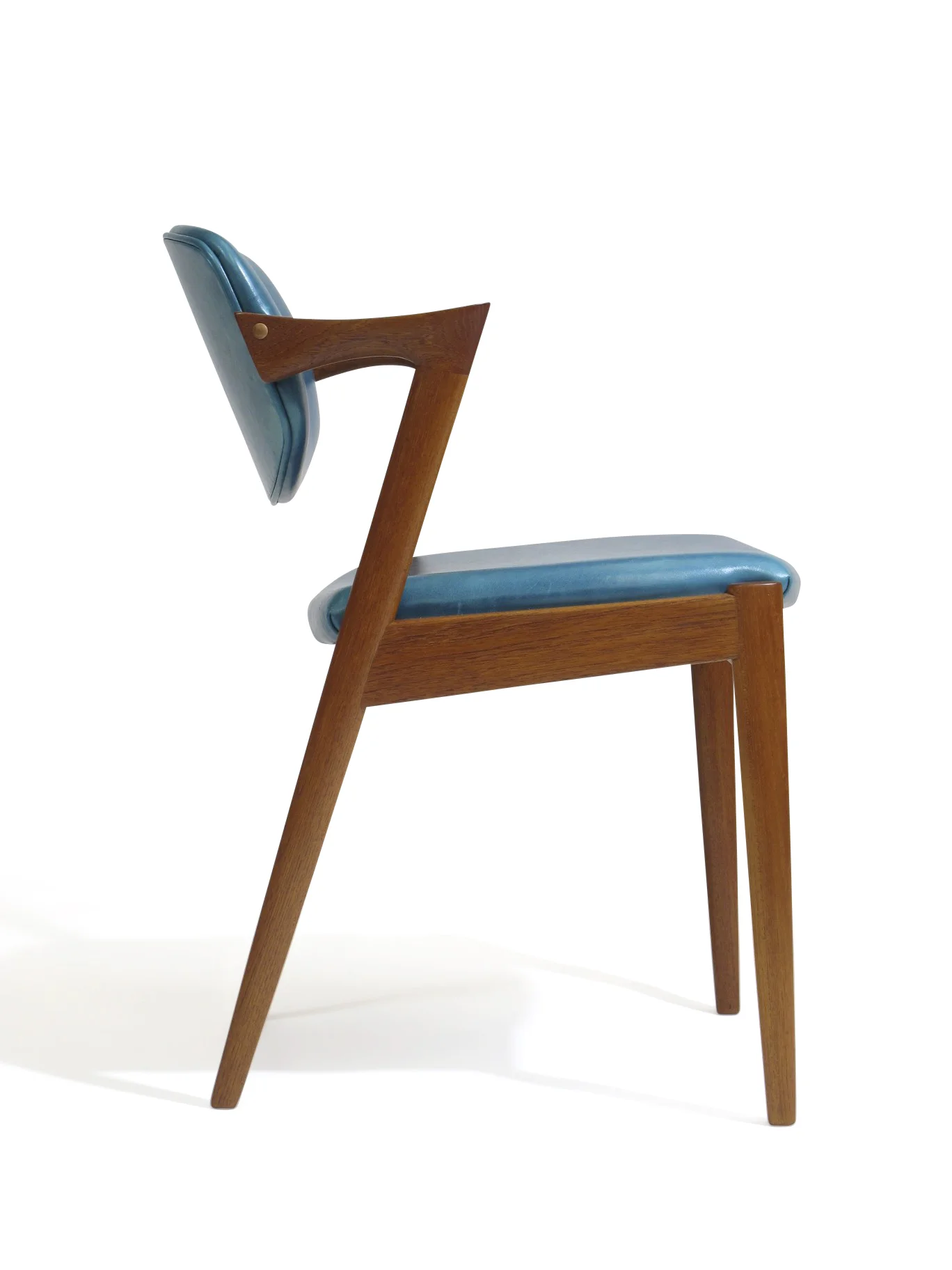 Kai Kristiansen Z Dining Chairs in Aqua Blue Leather 6