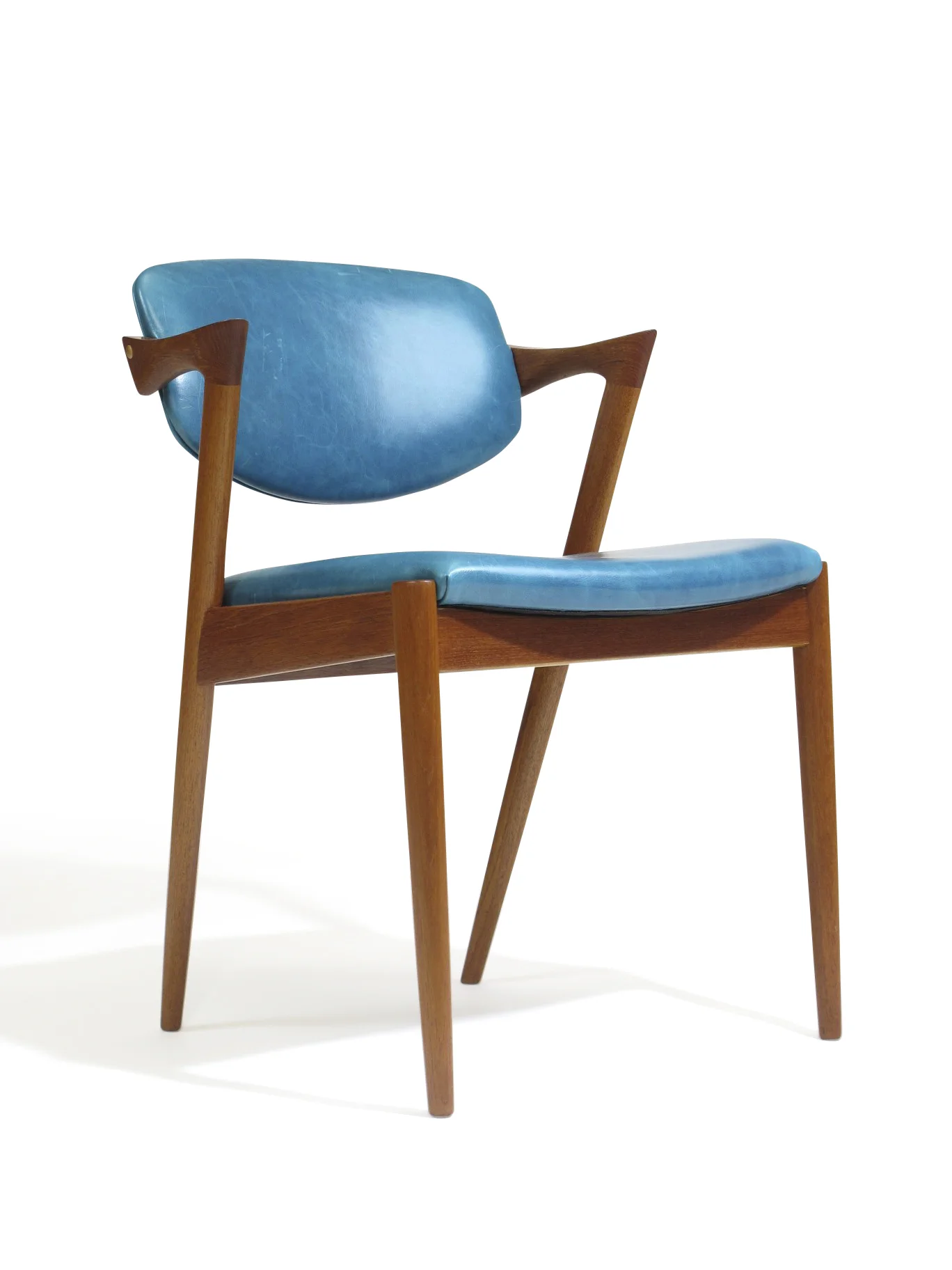 Kai Kristiansen Z Dining Chairs in Aqua Blue Leather 7