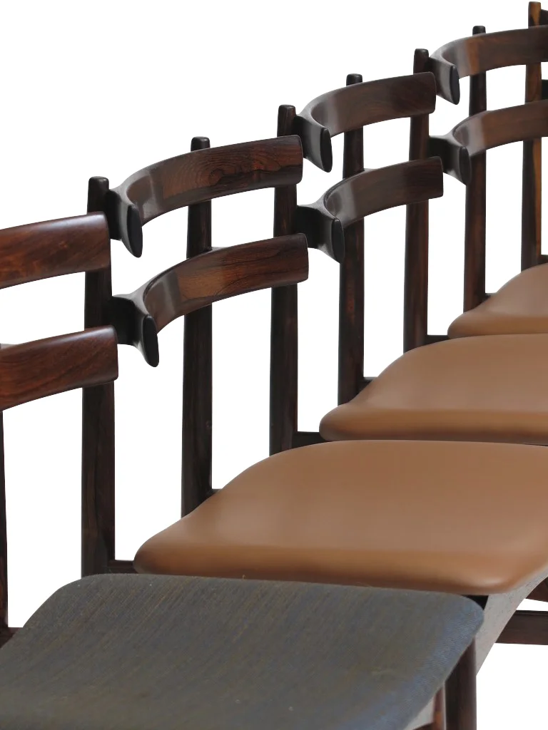 Poul Hundevad Sculpted Brazilian Rosewood Danish Dining Chairs Midcentury Danish 11