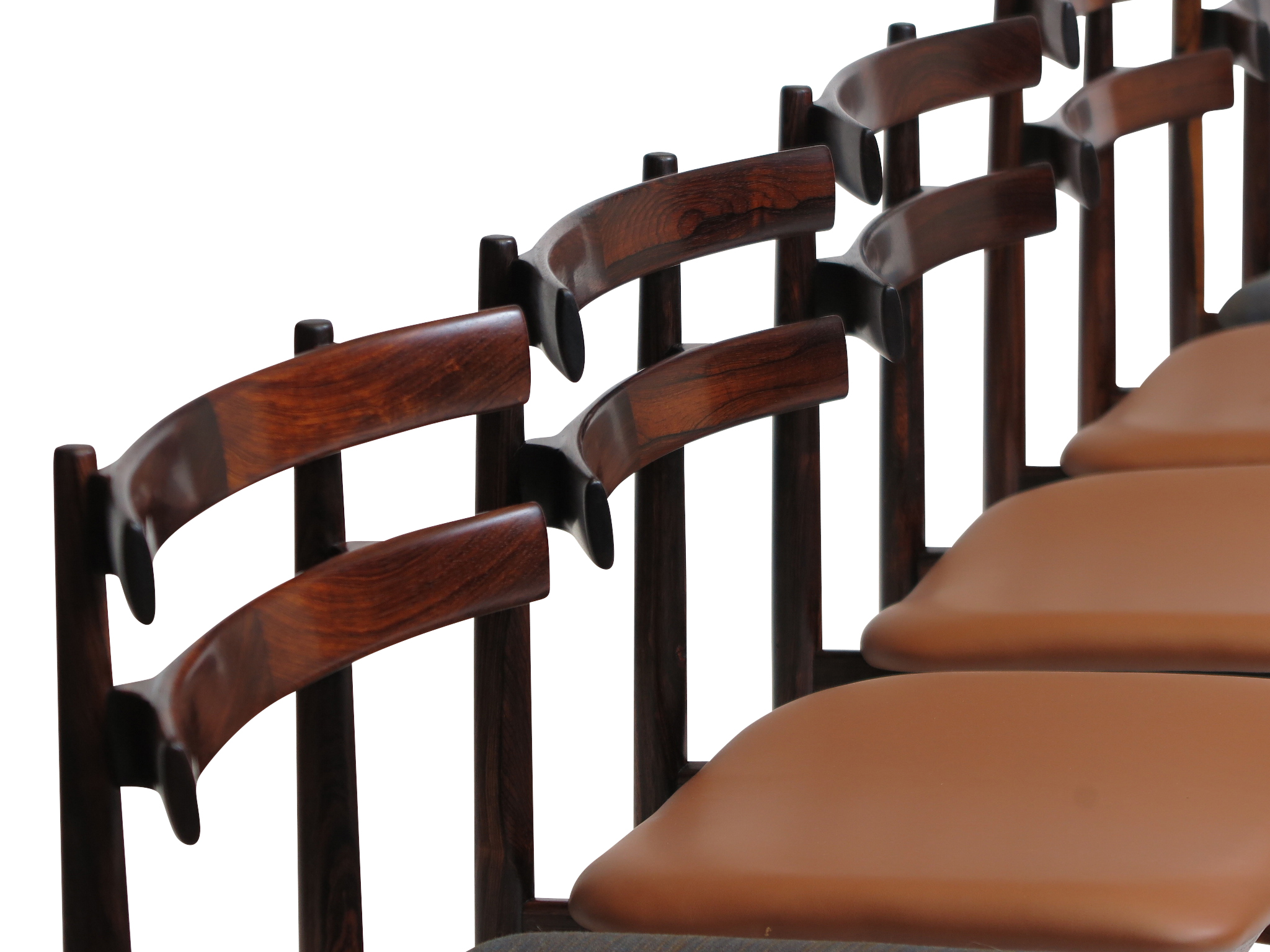 Poul Hundevad Sculpted Brazilian Rosewood Danish Dining Chairs Midcentury Danish 12