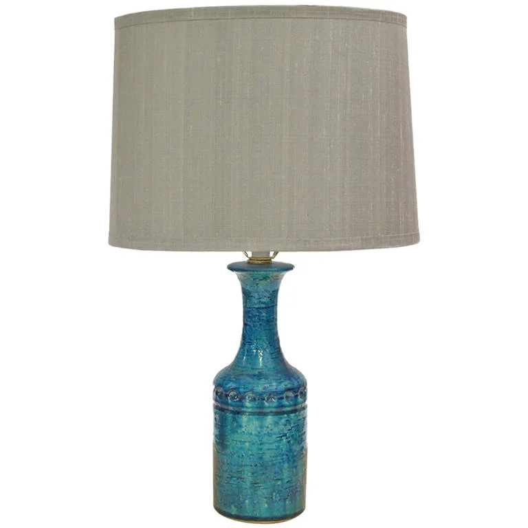Danish Ceramic Lamp in Aqua Blue Glaze 1