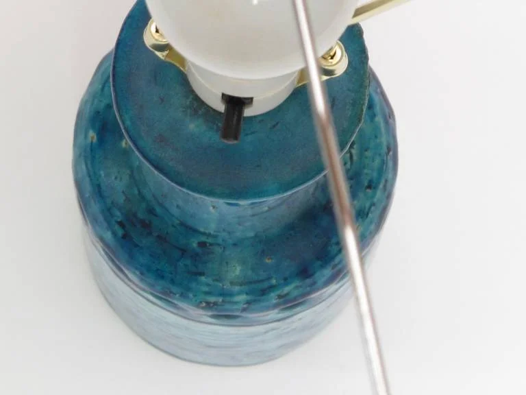 Danish Ceramic Lamp in Aqua Blue Glaze 4