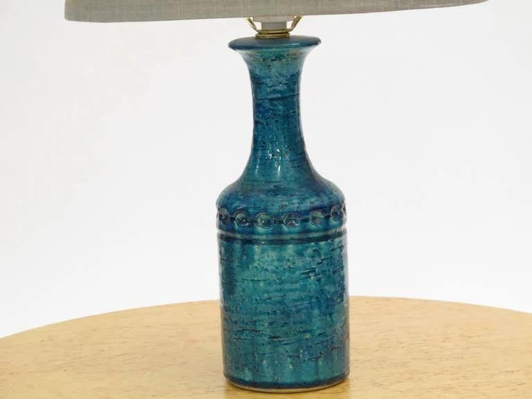 Danish Ceramic Lamp in Aqua Blue Glaze 2