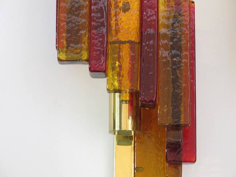 Pair of Stacked Glass Sconces 3
