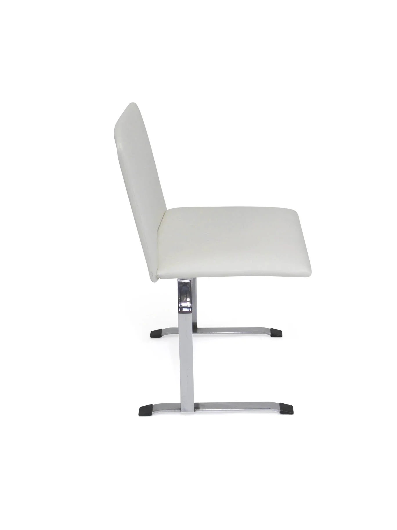 Saporiti Dining Chairs in White Vinyl on Chrome Steel Frame 5