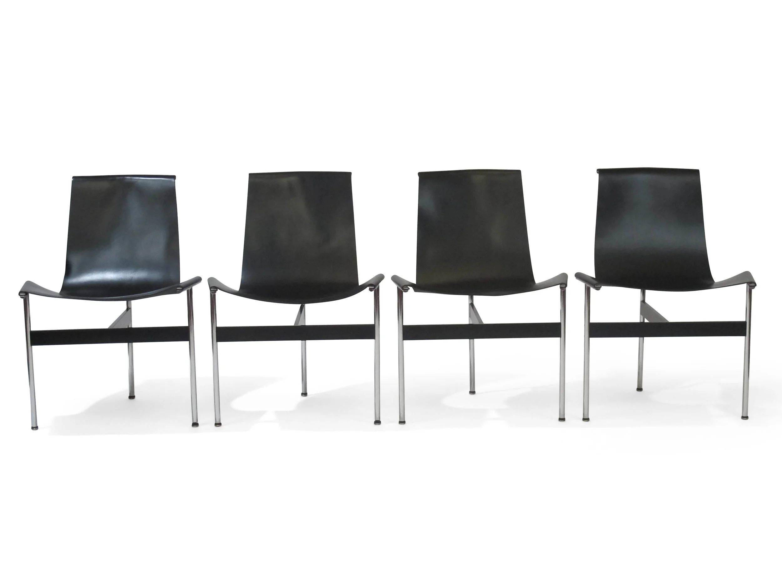Four T-Chairs by Katavolos, Littel & Kelly for Laverne in Black Leather