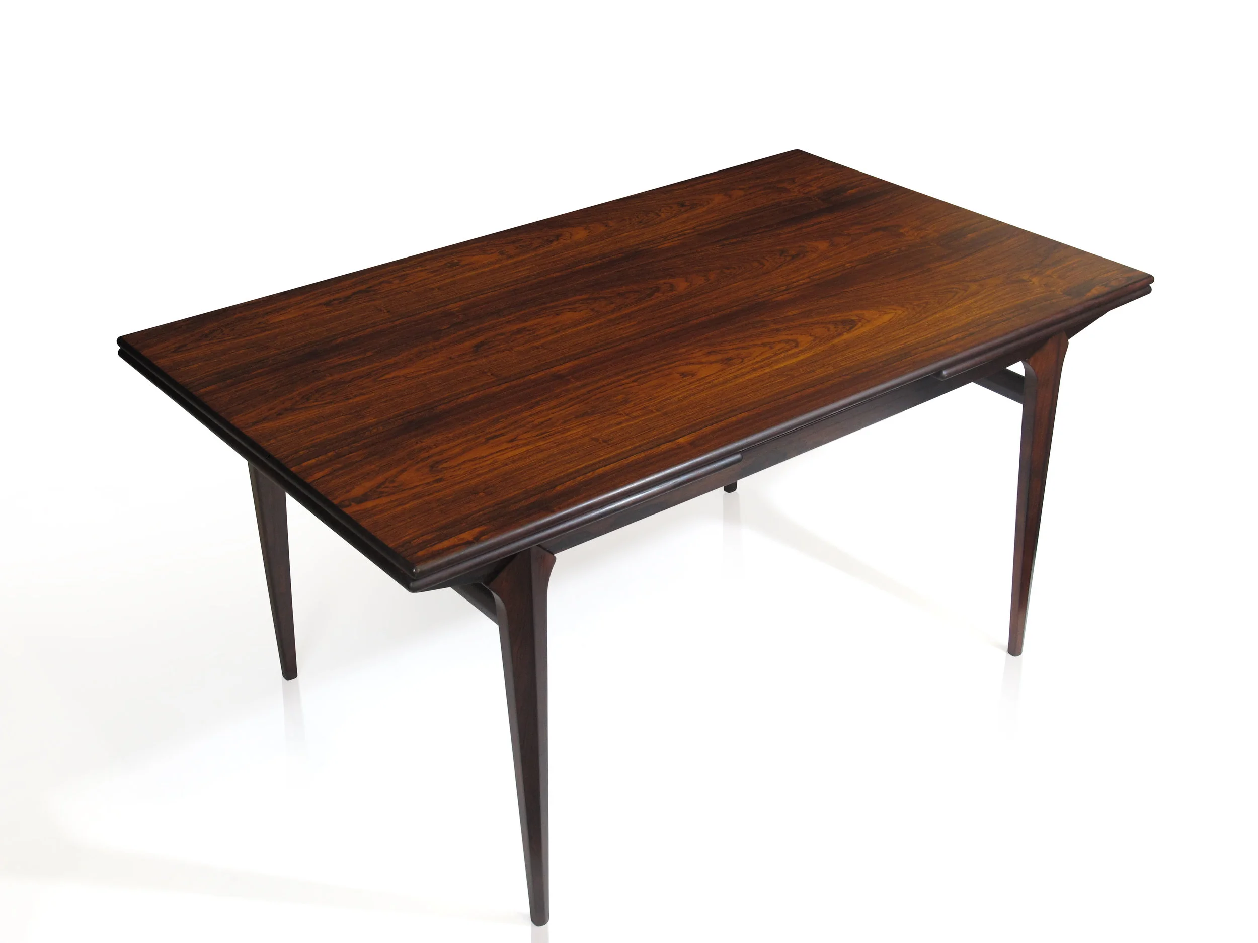 Johannes Andersen Danish Rosewood Dining Table with Draw Leaves