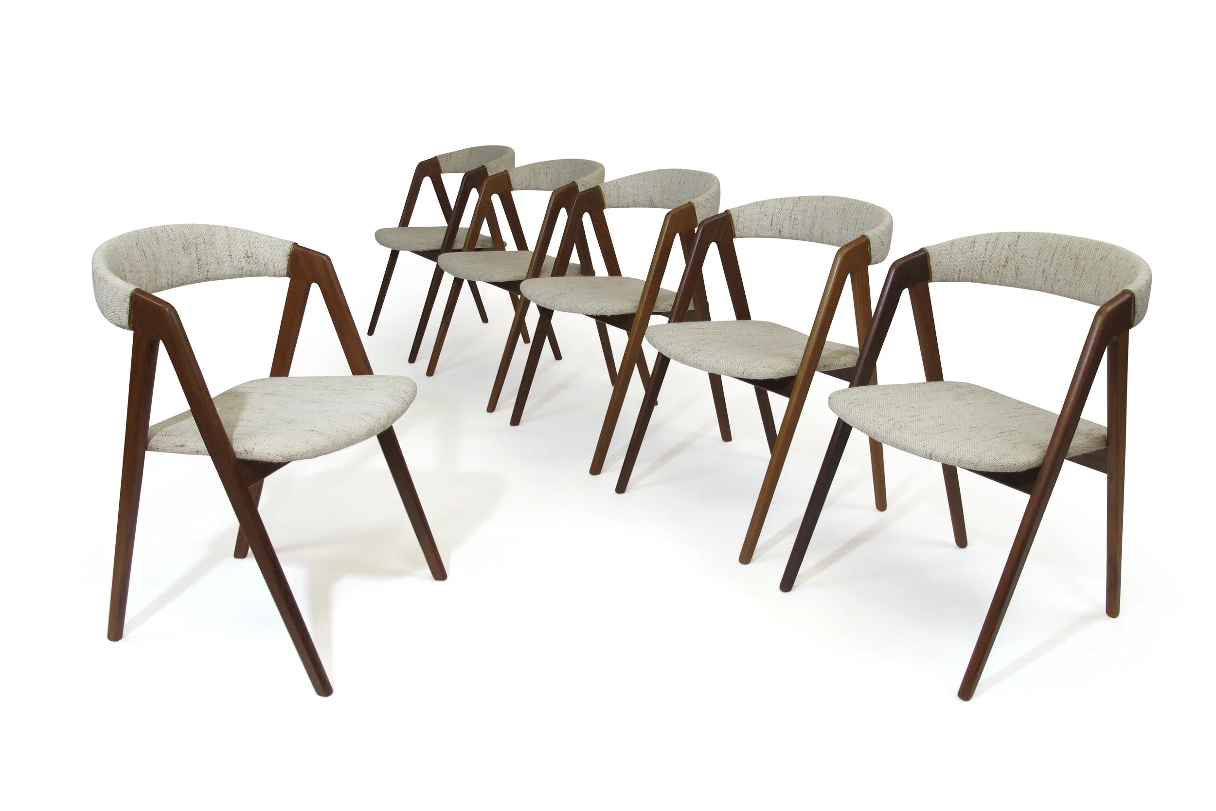 Mid century Danish Walnut Curved Back Chairs in Manner of Kai Kristiansen