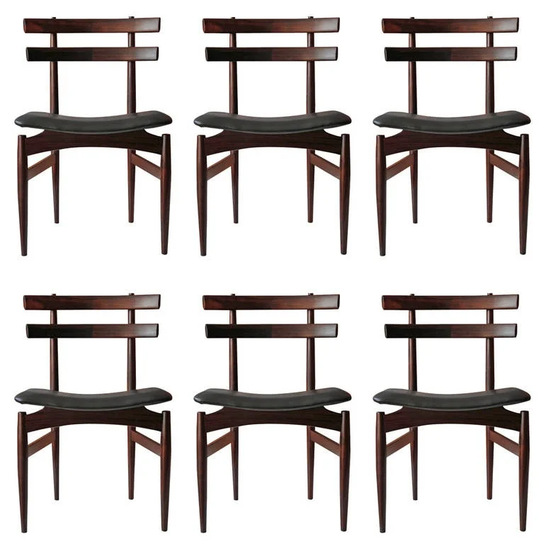 Poul Hundevad Sculpted Brazilian Rosewood Danish Dining Chairs 2