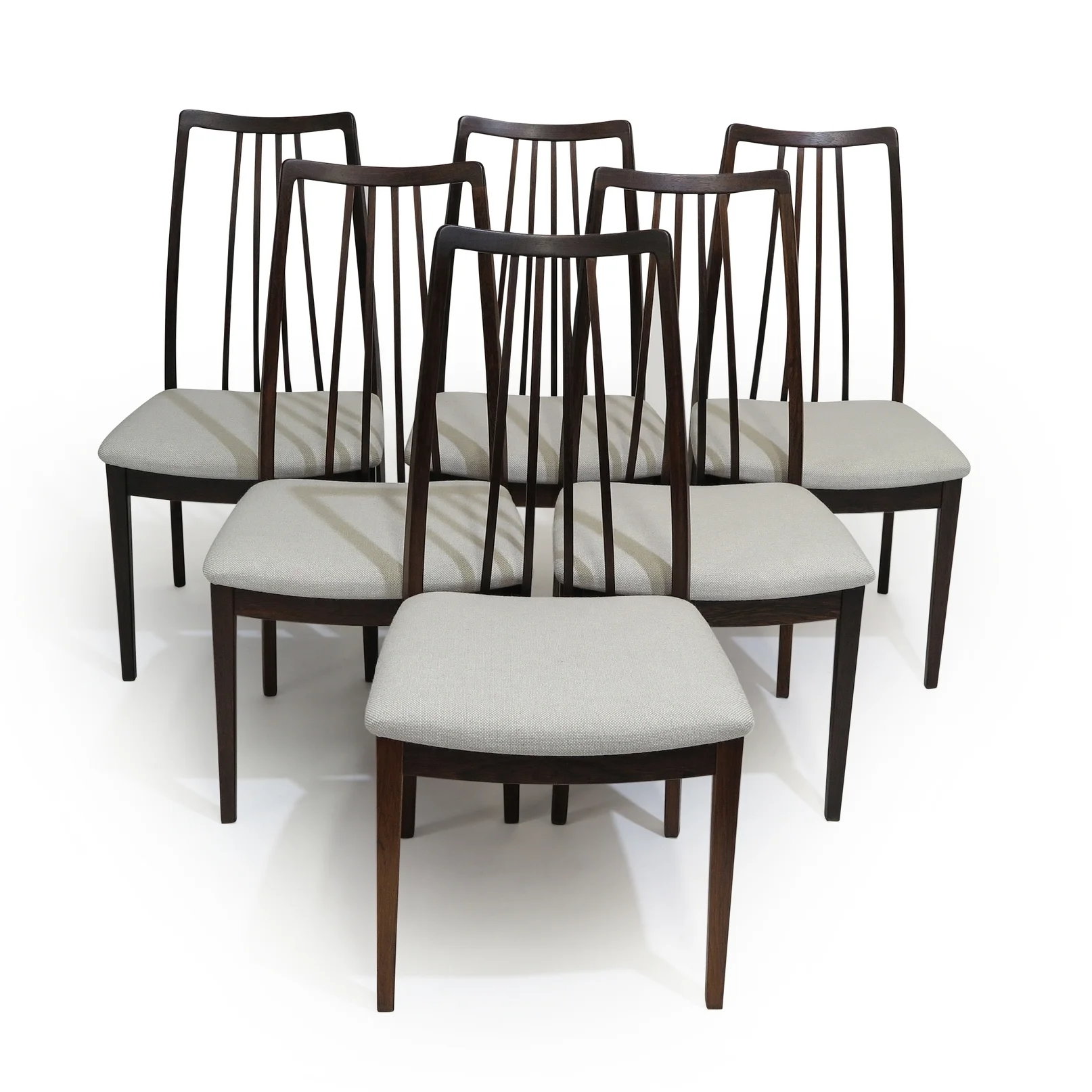 Mid Century Danish Modern vintage mobler Six Kofod Larsen Danish Rosewood Dining Chairs