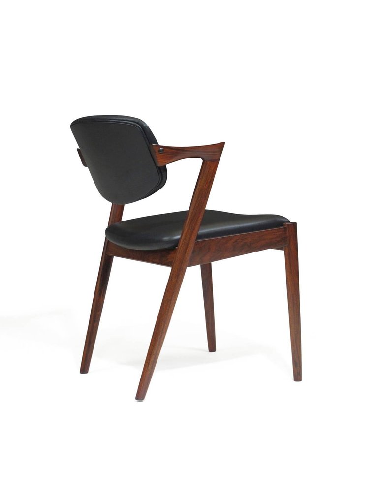 Kai Kristiansen Model 42 Tilt-Back Dining Z Chairs in Black Leather 4