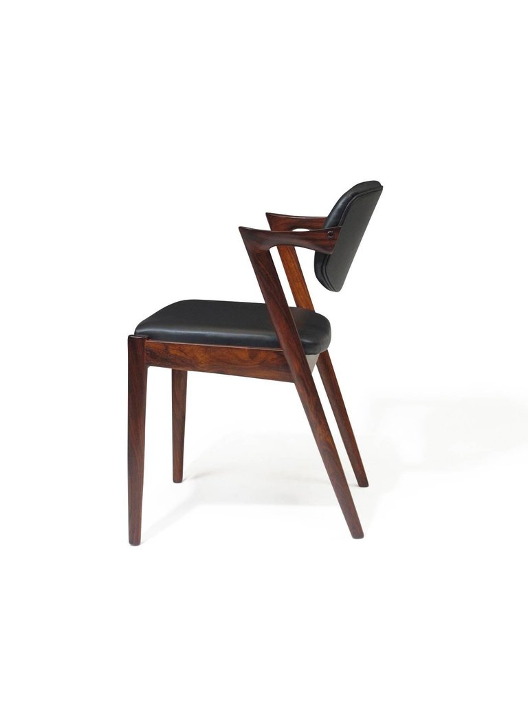 Kai Kristiansen Model 42 Tilt-Back Dining Z Chairs in Black Leather 7