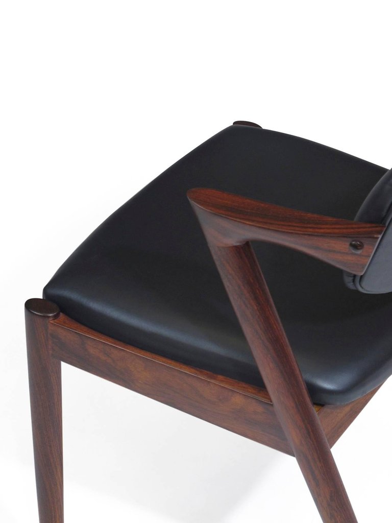 Kai Kristiansen Model 42 Tilt-Back Dining Z Chairs in Black Leather 9