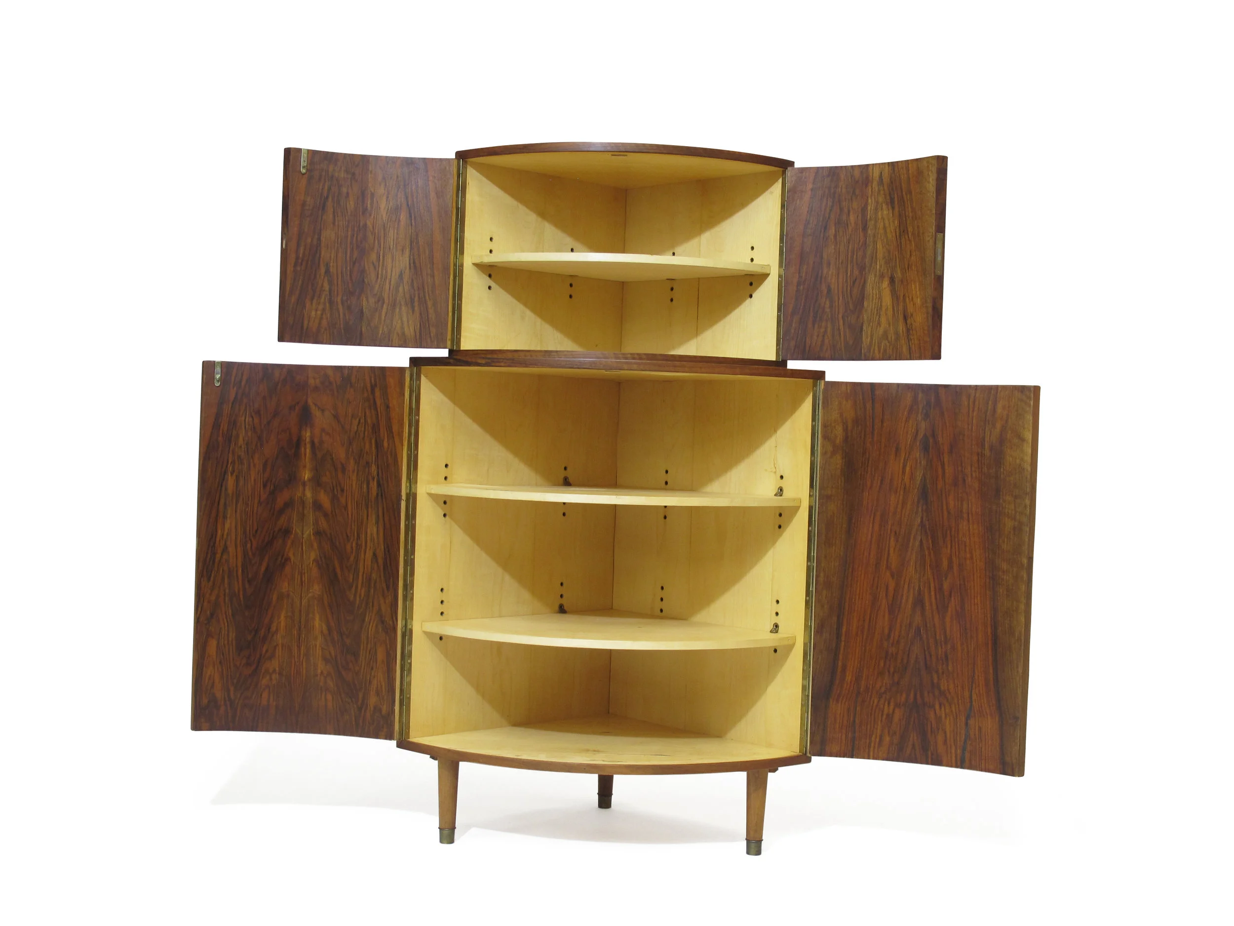 Rounded 1940's Rosewood Corner Cabinet 4