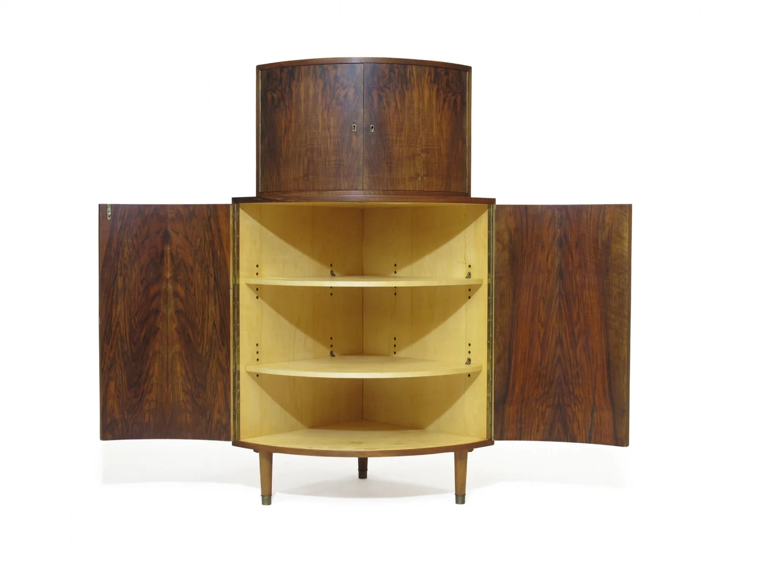 Rounded 1940's Rosewood Corner Cabinet 1