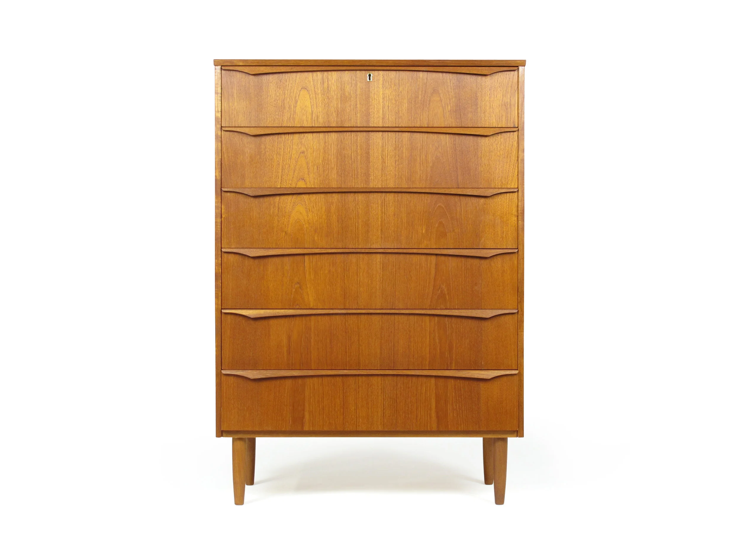 6 Drawer Teak Hi-Boy Dresser