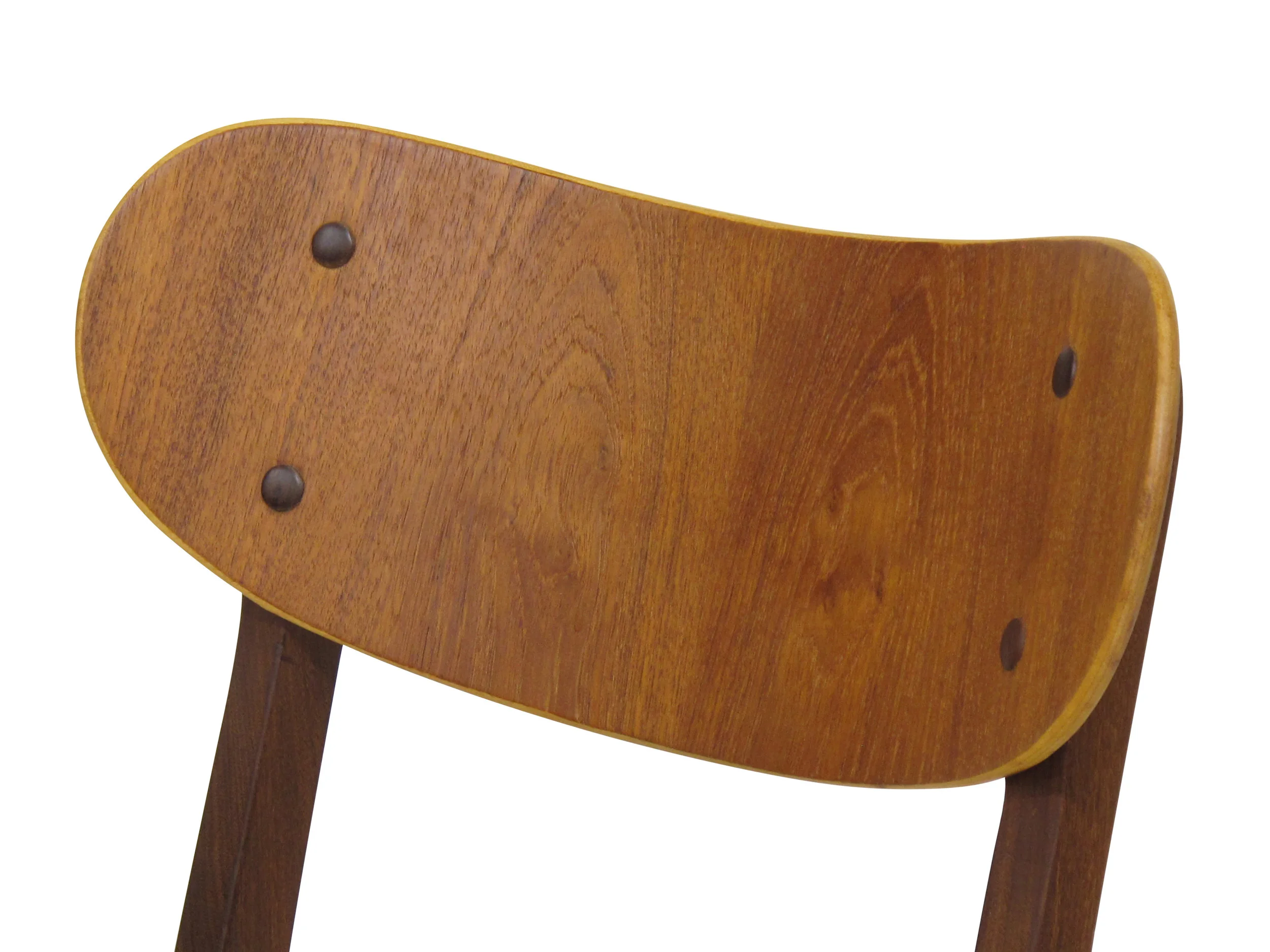 Teak Dining Chairs in Newly Upholstered Yellow Leather Seats 2