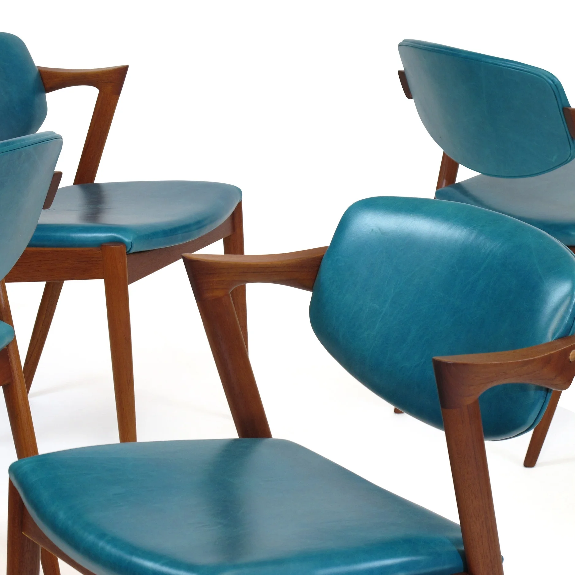 Kai Kristiansen Z Dining Chairs in Aqua Blue Leather 1