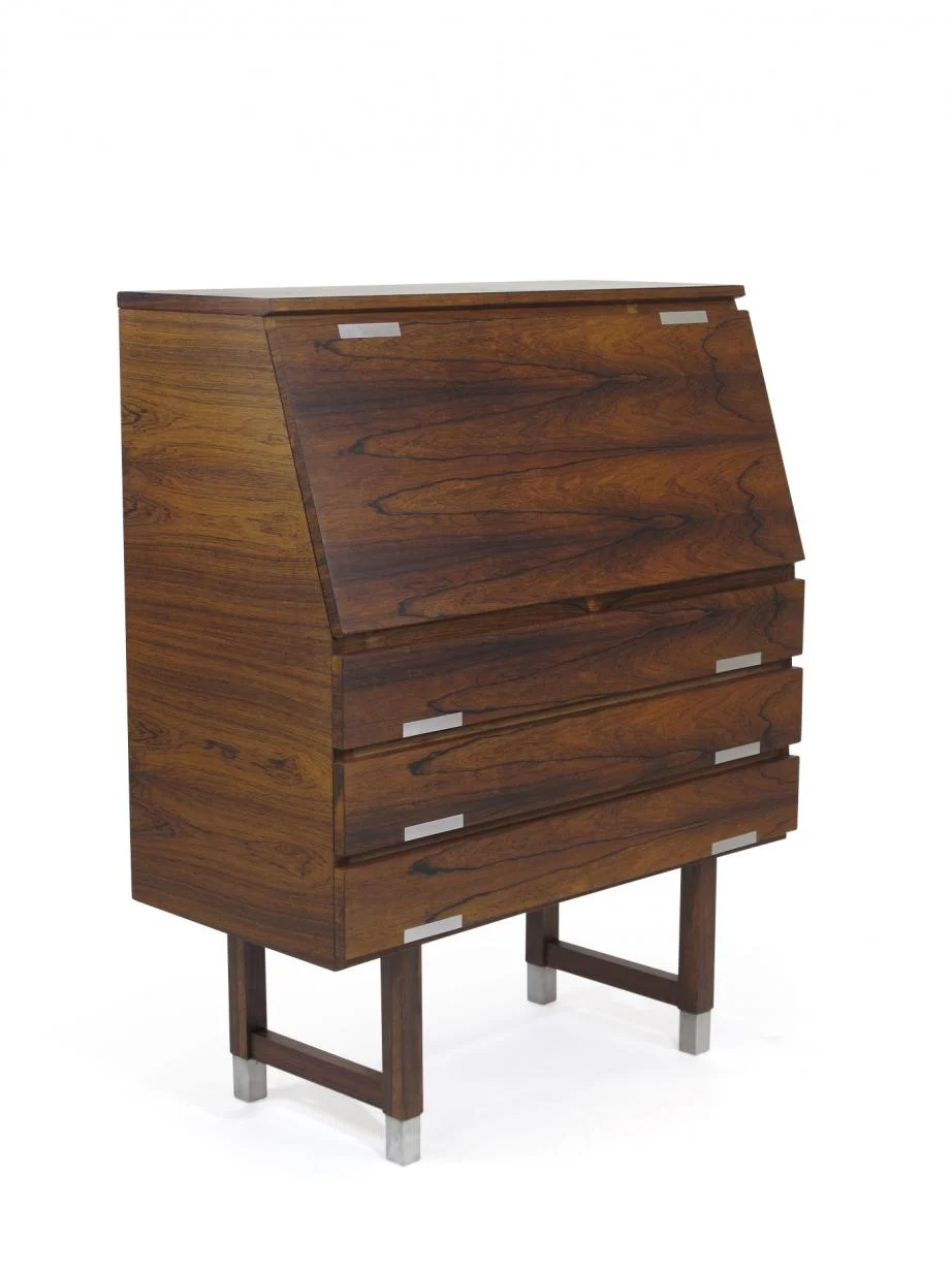 Kai Kristiansen Rosewood Secretary with Aluminum Inlaid Pulls 6