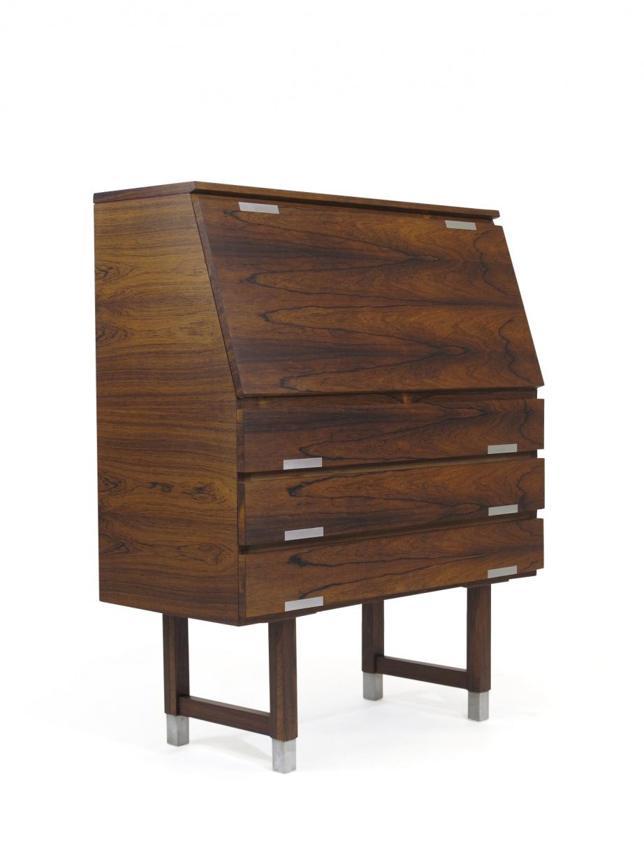 Kai Kristiansen Rosewood Secretary with Aluminum Inlaid Pulls 8
